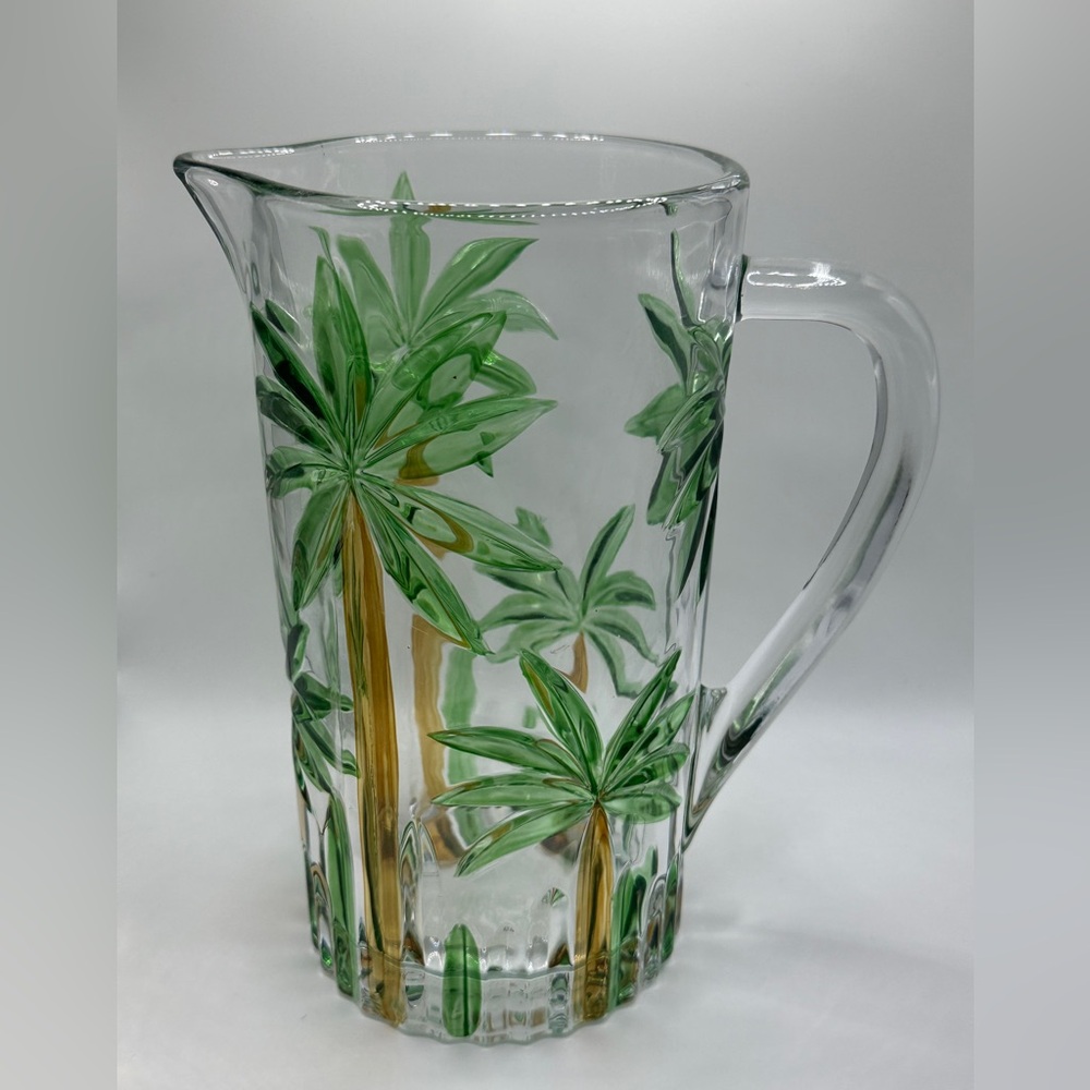 Tropical Palm Tree Glass Pitcher